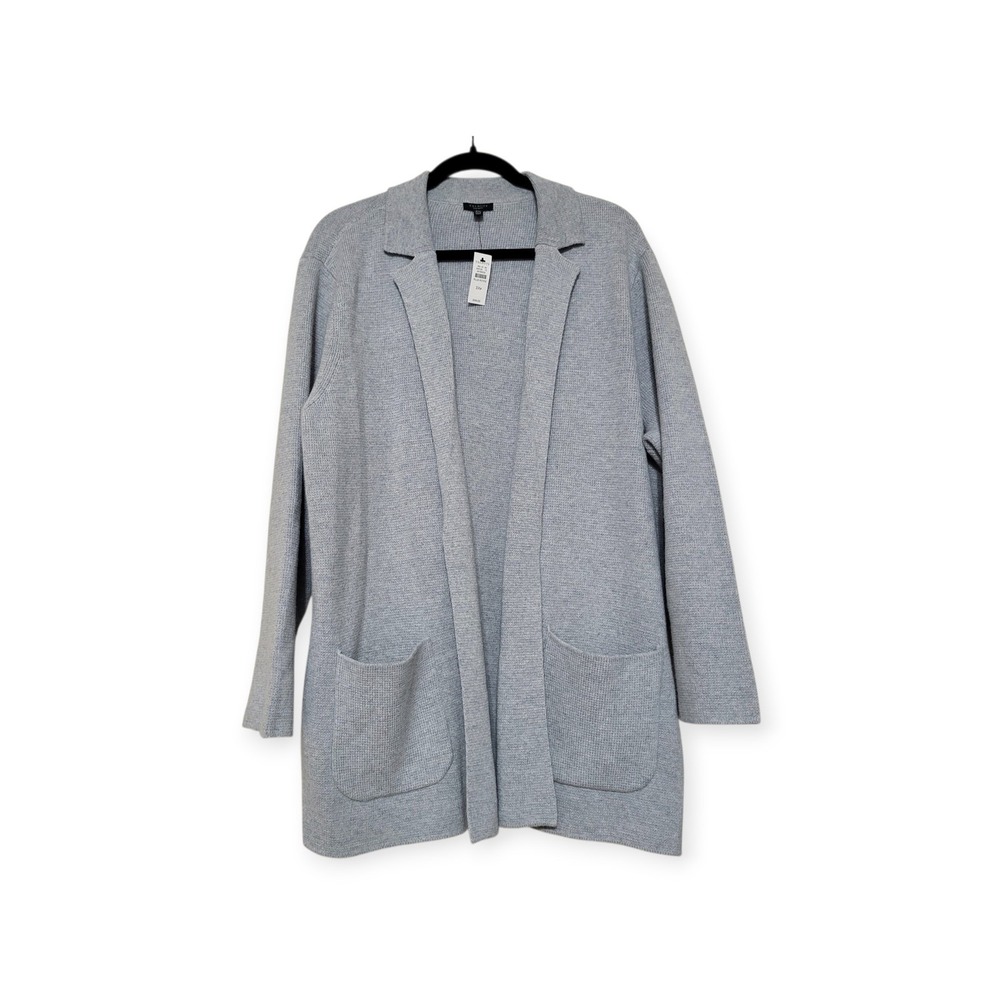 Talbots Womens 3XP NEW Quiet Luxury Gray Melange Wool Blend Cardigan Blazer Coat